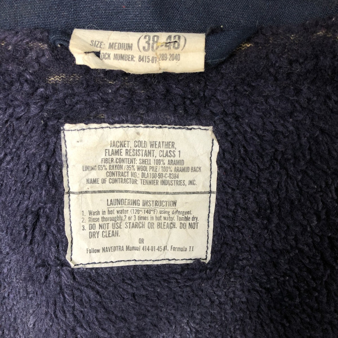 1990'S US Navy Aramid Deck Jacket, Made in USA, Size Medium (38-40), Men's M Aramid navy blue type Vintage Second Hand
