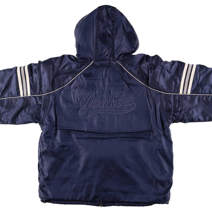 Vintage 90'S Adidas MLB New York Yankees Back Logo Padded Hoodie Puffer Jacket, Men's Size XL unclear navy blue type Vintage Second Hand