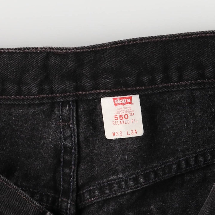 90'S Levi's 550 Relaxed Fit Black Denim Tapered Denim Pants Made in USA Men's W36 Vintage cotton black type Vintage Second Hand