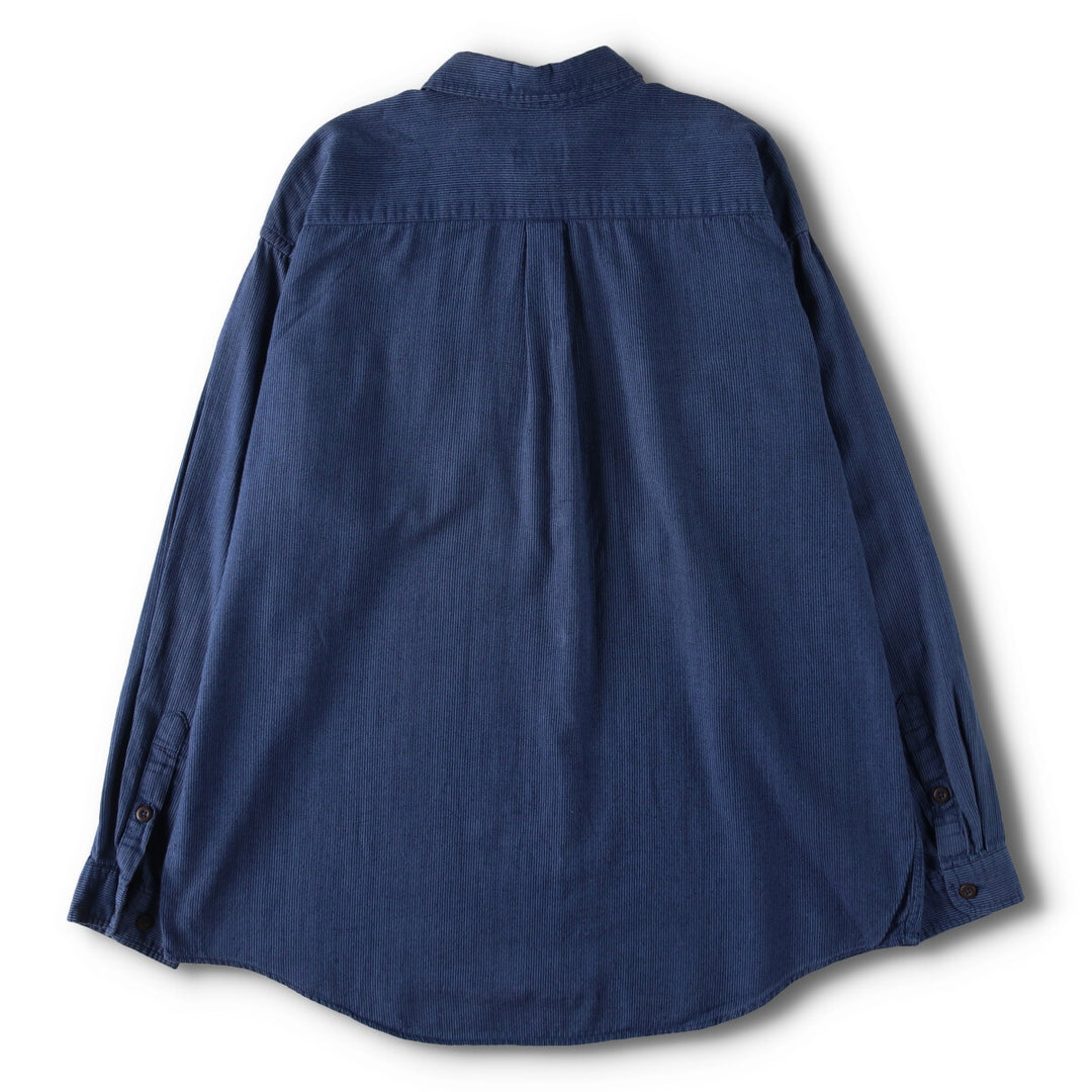 2000'S Patagonia Organic Cotton Long Sleeve Cotton Striped Shirt (53836F6), Men's Size L Organic cotton navy blue type Vintage Second Hand