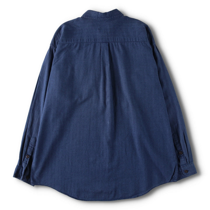 2000'S Patagonia Organic Cotton Long Sleeve Cotton Striped Shirt (53836F6), Men's Size L Organic cotton navy blue type Vintage Second Hand