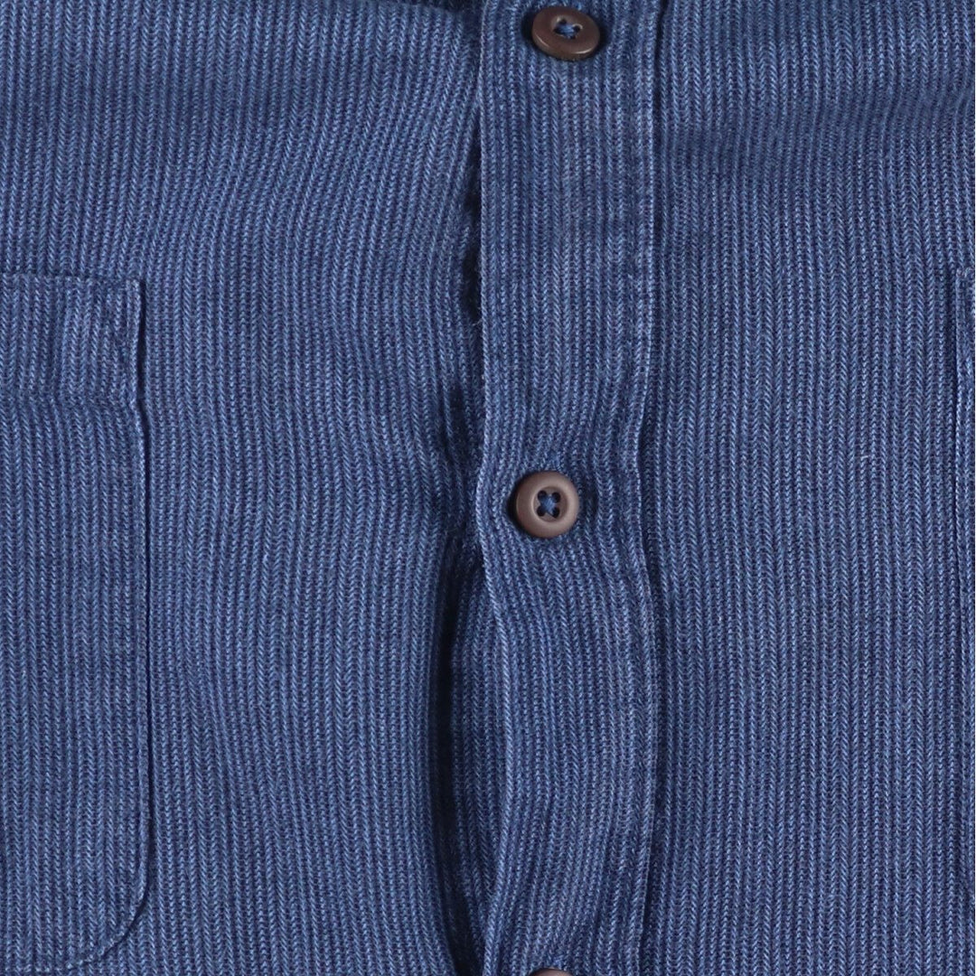 2000'S Patagonia Organic Cotton Long Sleeve Cotton Striped Shirt (53836F6), Men's Size L Organic cotton navy blue type Vintage Second Hand