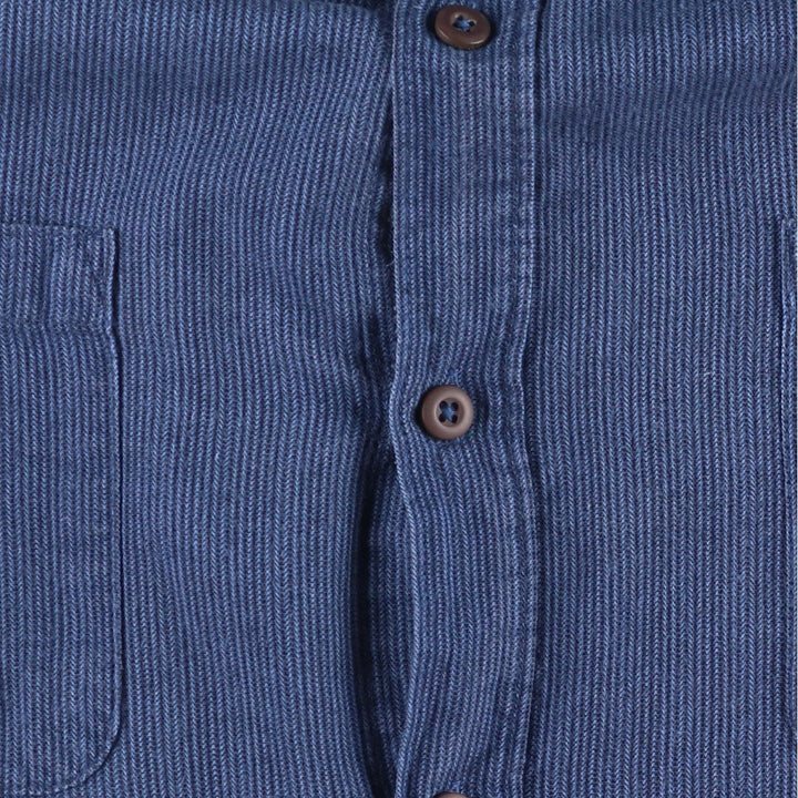 2000'S Patagonia Organic Cotton Long Sleeve Cotton Striped Shirt (53836F6), Men's Size L Organic cotton navy blue type Vintage Second Hand