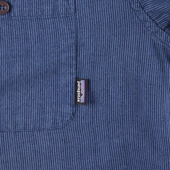 2000'S Patagonia Organic Cotton Long Sleeve Cotton Striped Shirt (53836F6), Men's Size L Organic cotton navy blue type Vintage Second Hand