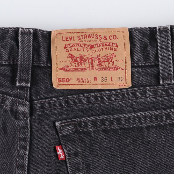 90'S Levi's 00550-0260 Relaxed Fit Tapered Leg Black Denim Pants, Made in USA, Men's Size 35 cotton black type Vintage Second Hand