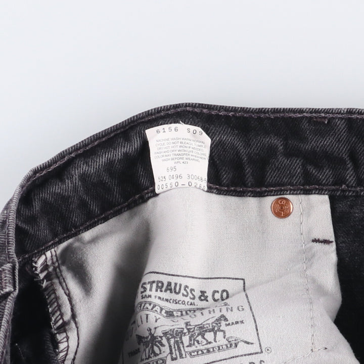 90'S Levi's 00550-0260 Relaxed Fit Tapered Leg Black Denim Pants, Made in USA, Men's Size 35 cotton black type Vintage Second Hand