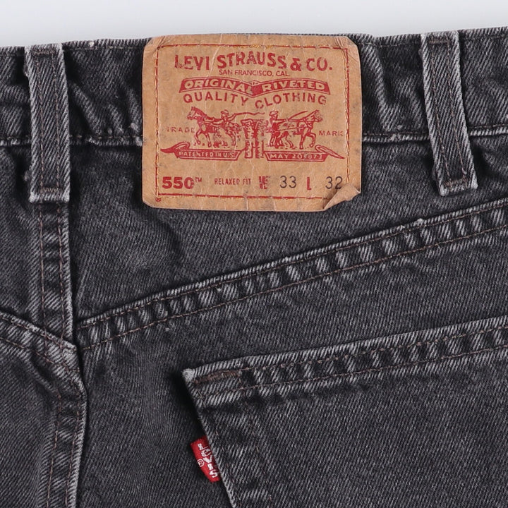 90'S Levi's 00550-0260 Relaxed Fit Black Denim Tapered Denim Pants, Made in the USA, Men's Size W31, Vintage cotton black type Vintage Second Hand