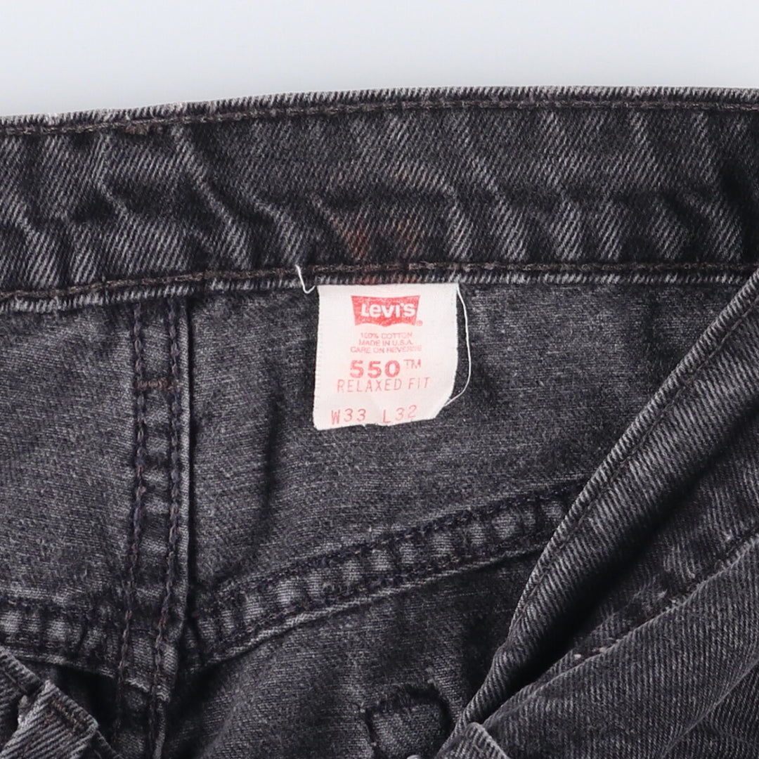 90'S Levi's 00550-0260 Relaxed Fit Black Denim Tapered Denim Pants, Made in the USA, Men's Size W31, Vintage cotton black type Vintage Second Hand