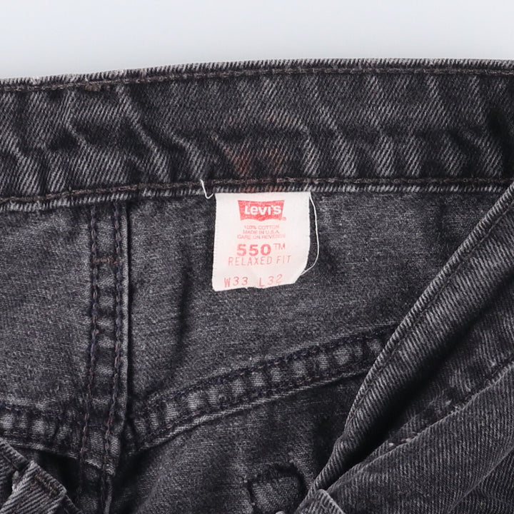 90'S Levi's 00550-0260 Relaxed Fit Black Denim Tapered Denim Pants, Made in the USA, Men's Size W31, Vintage cotton black type Vintage Second Hand
