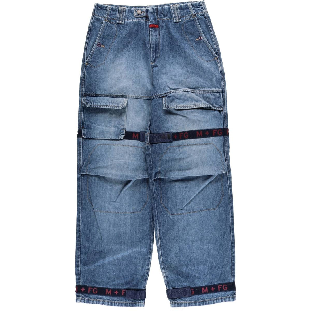 Marithe Francois Girbaud men's straight denim pants with tape, size W34 cotton blue type Vintage Second Hand