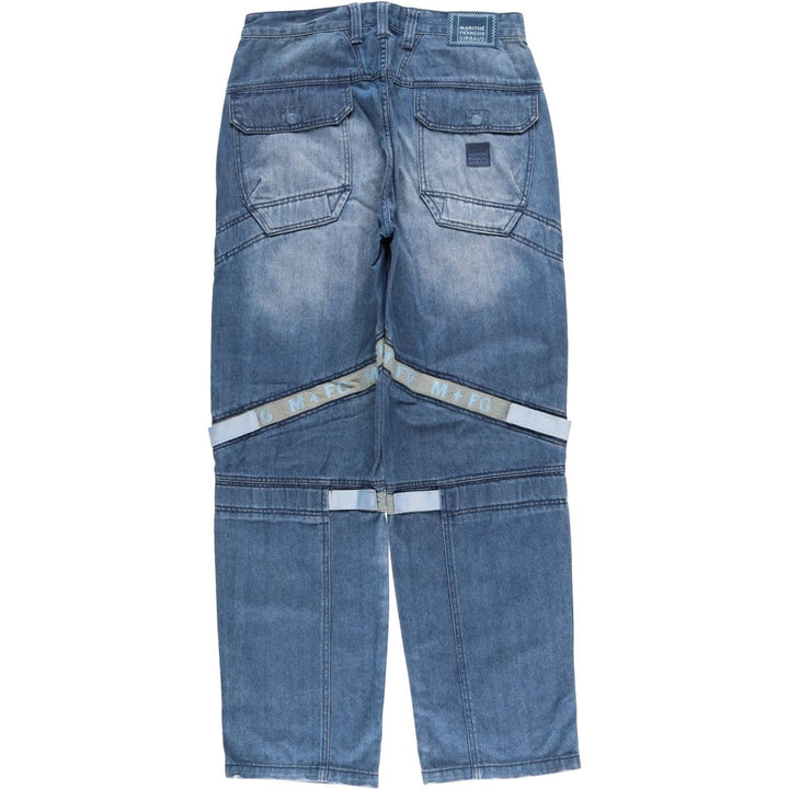 Marithe Francois Girbaud Men's Straight Denim Pants with Tape, Size W35 cotton blue type Vintage Second Hand
