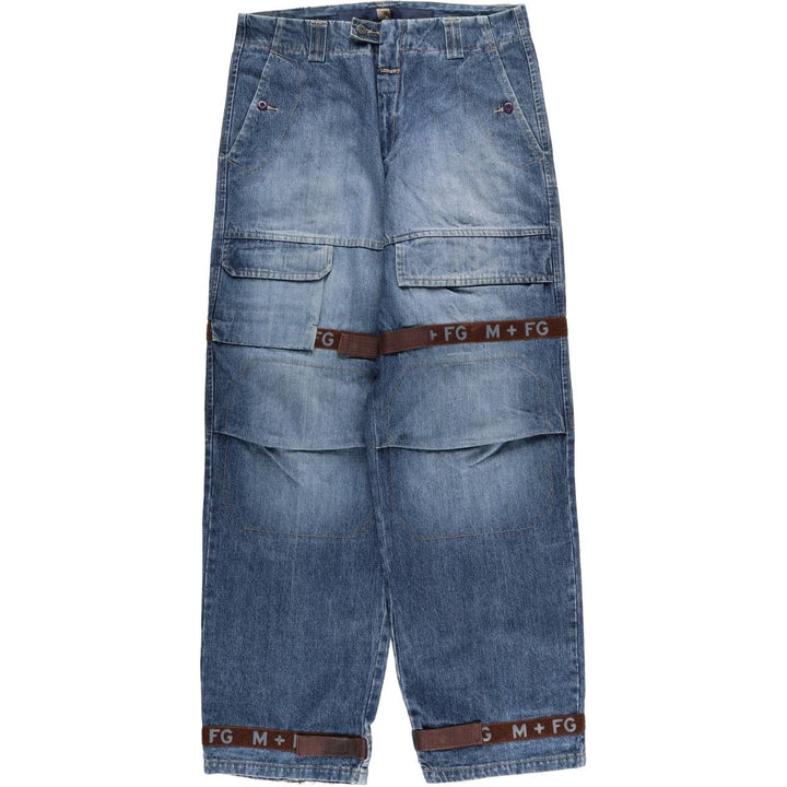 Marithe Francois Girbaud Men's Straight Denim Pants with Tape, Size W35 cotton blue type Vintage Second Hand