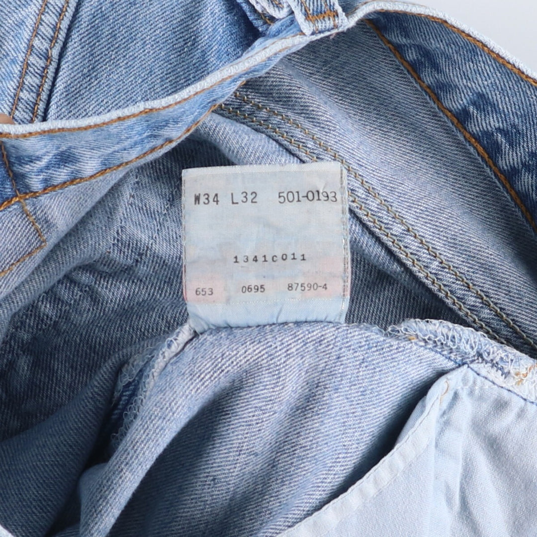 90'S Levi's 501-0193 Straight Denim Pants Made in USA Men's W34 Vintage cotton blue type Vintage Second Hand