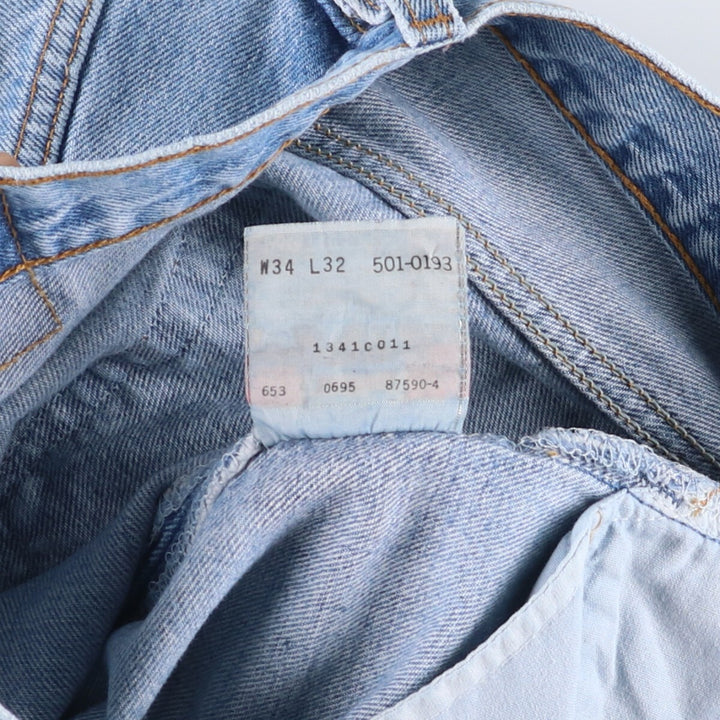90'S Levi's 501-0193 Straight Denim Pants Made in USA Men's W34 Vintage cotton blue type Vintage Second Hand