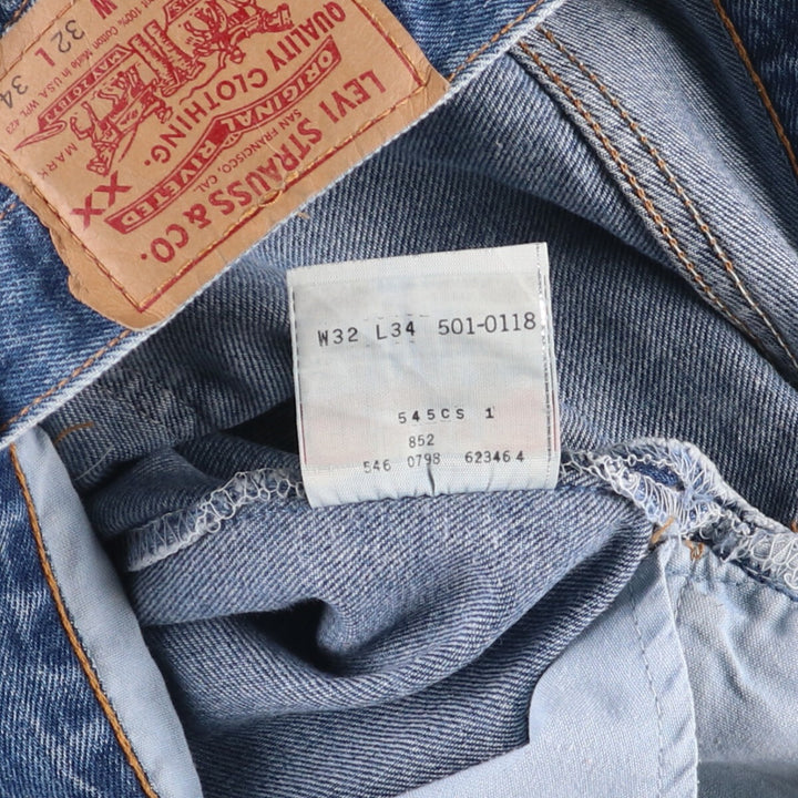 90'S Levi's 501-0118 Straight Denim Pants Made in USA Men's W32 Vintage cotton blue type Vintage Second Hand