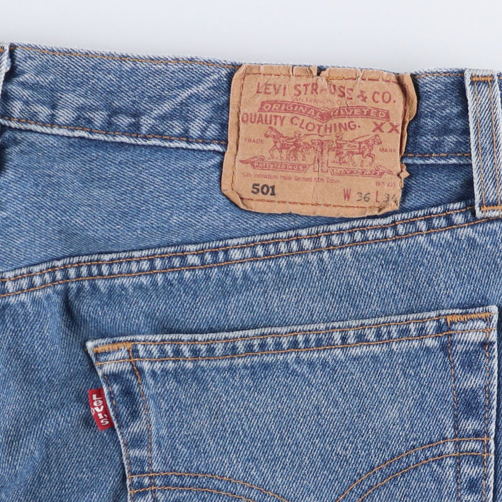 90'S Levi's 501-0114 Straight Denim Pants, Made in USA, Men's, Size 35, Vintage cotton blue type Vintage Second Hand