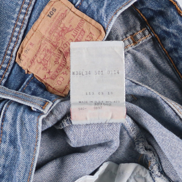 90'S Levi's 501-0114 Straight Denim Pants, Made in USA, Men's, Size 35, Vintage cotton blue type Vintage Second Hand