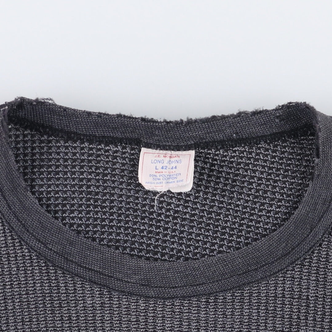 Vintage 80s-90'S JEMORGAN Harley-Davidson floral and rose print thermal long-sleeved T-shirt, waffle, made in the USA, women's size L polyester Charcoal Vintage Second Hand