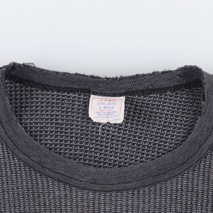 Vintage 80s-90'S JEMORGAN Harley-Davidson floral and rose print thermal long-sleeved T-shirt, waffle, made in the USA, women's size L polyester Charcoal Vintage Second Hand