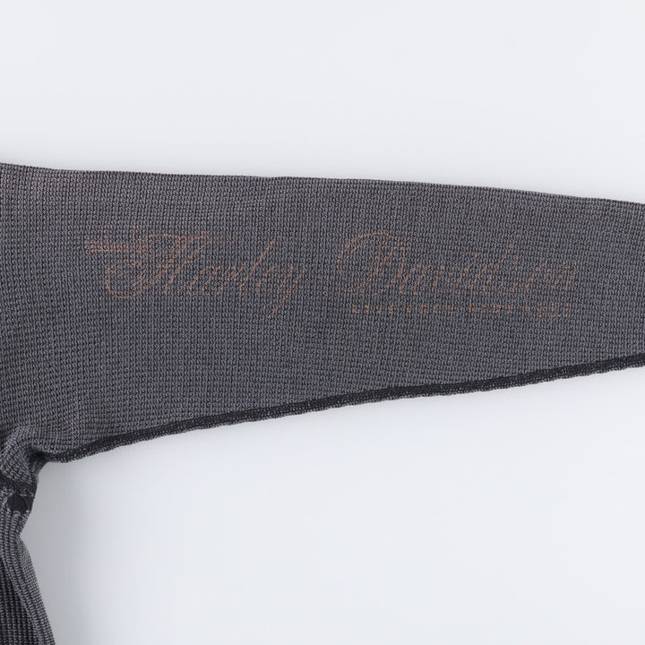 Vintage 80s-90'S JEMORGAN Harley-Davidson floral and rose print thermal long-sleeved T-shirt, waffle, made in the USA, women's size L polyester Charcoal Vintage Second Hand