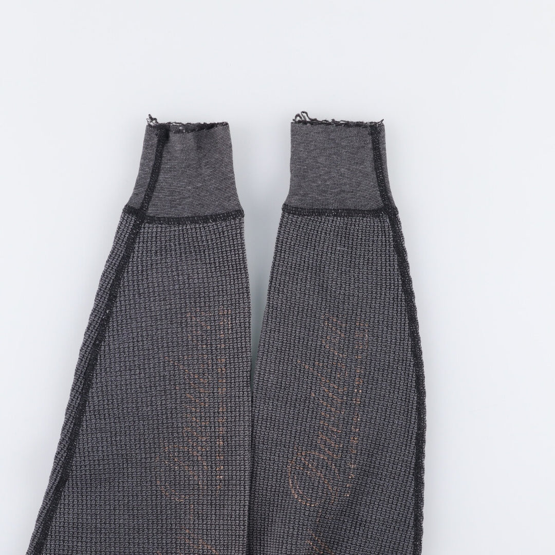 Vintage 80s-90'S JEMORGAN Harley-Davidson floral and rose print thermal long-sleeved T-shirt, waffle, made in the USA, women's size L polyester Charcoal Vintage Second Hand