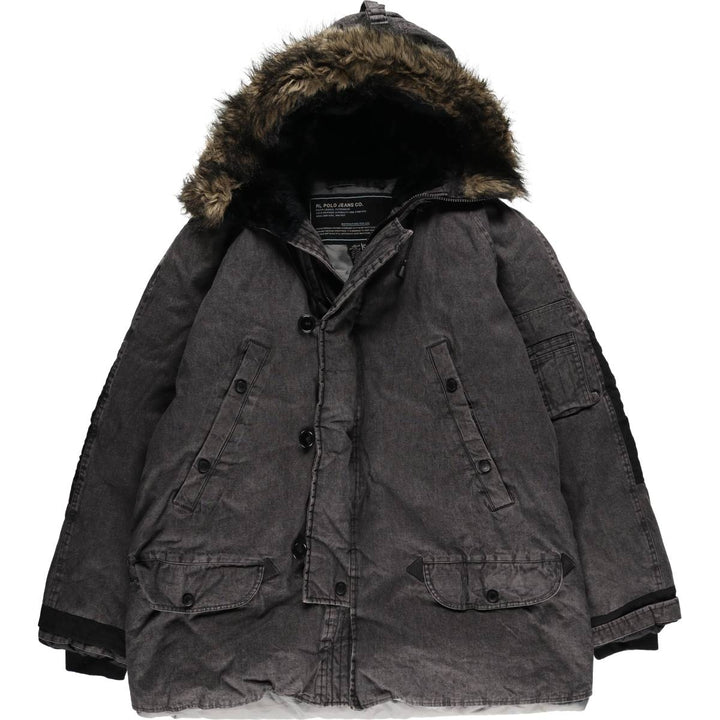2000'S Ralph Lauren Polo Jeans Company N-3B Down Jacket, Men's Size L cotton Charcoal Vintage Second Hand