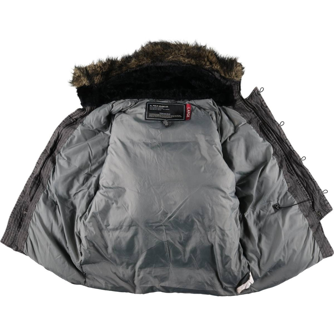 2000'S Ralph Lauren Polo Jeans Company N-3B Down Jacket, Men's Size L cotton Charcoal Vintage Second Hand