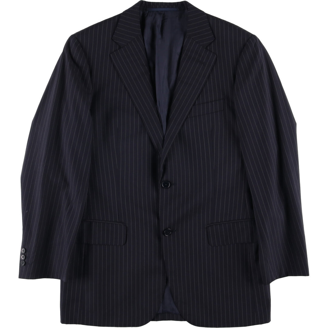 Burberry's London Striped Wool Tailored Jacket, Men's Size Medium wool navy blue type Vintage Second Hand
