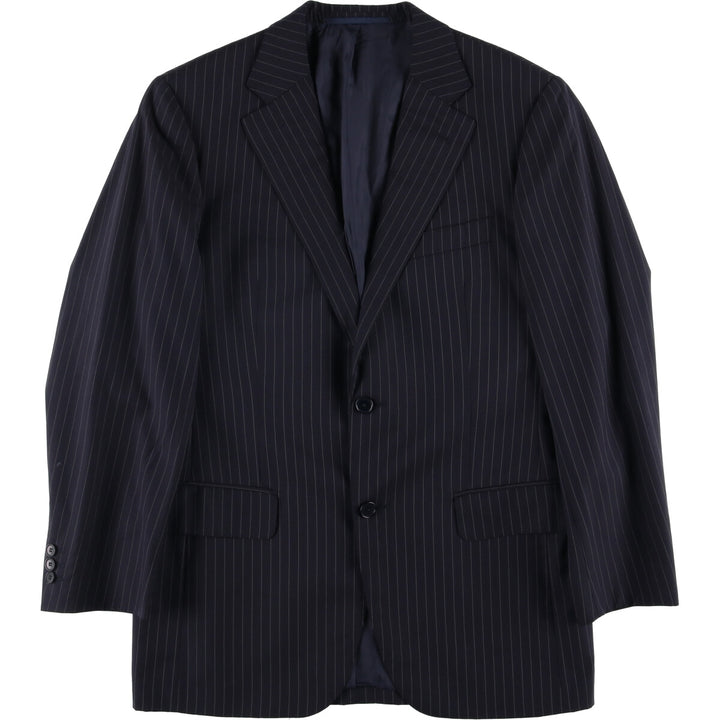 Burberry's London Striped Wool Tailored Jacket, Men's Size Medium wool navy blue type Vintage Second Hand