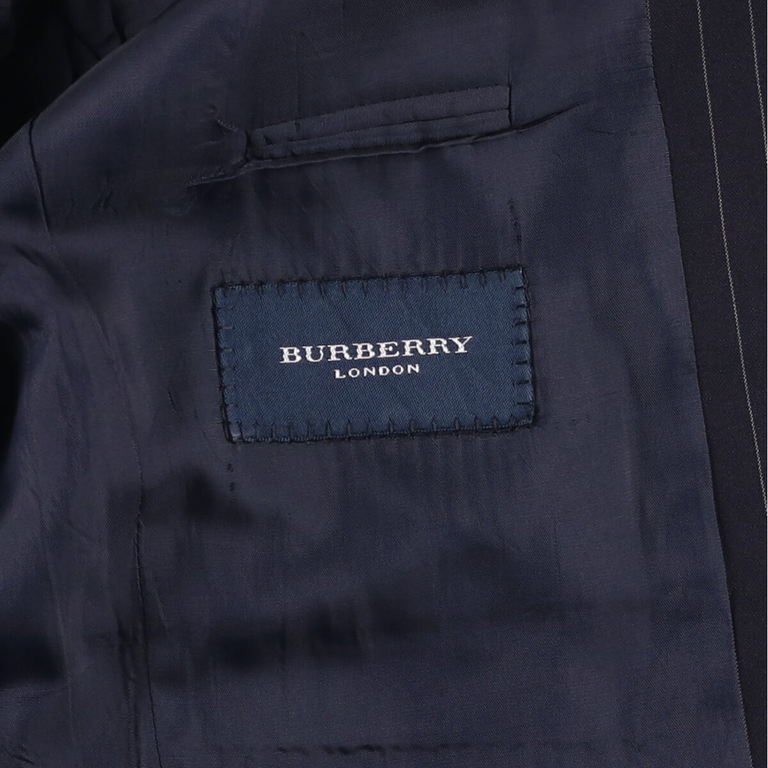 Burberry's London Striped Wool Tailored Jacket, Men's Size Medium wool navy blue type Vintage Second Hand