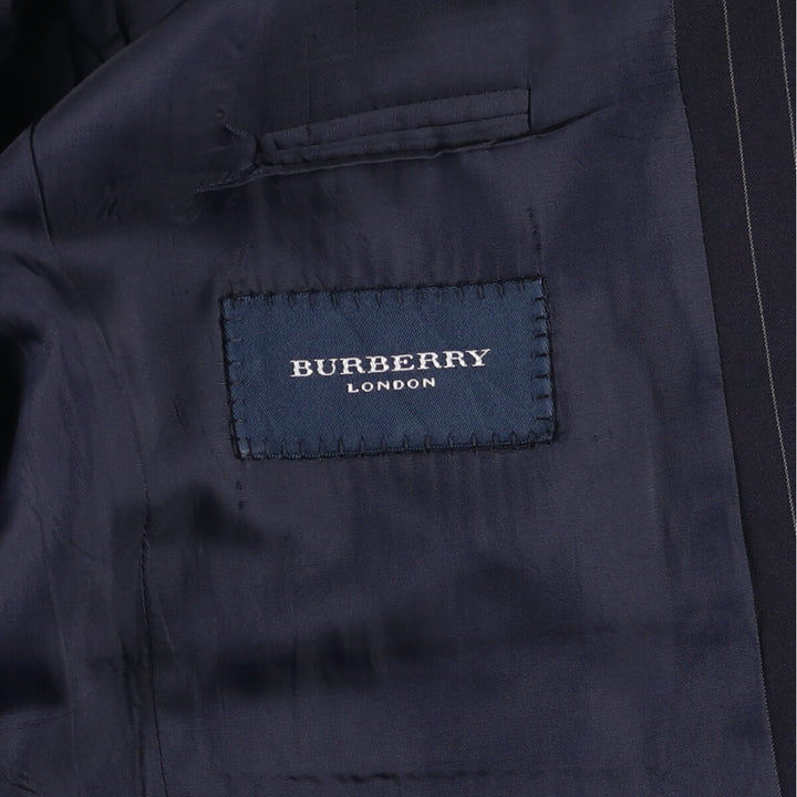 Burberry's London Striped Wool Tailored Jacket, Men's Size Medium wool navy blue type Vintage Second Hand
