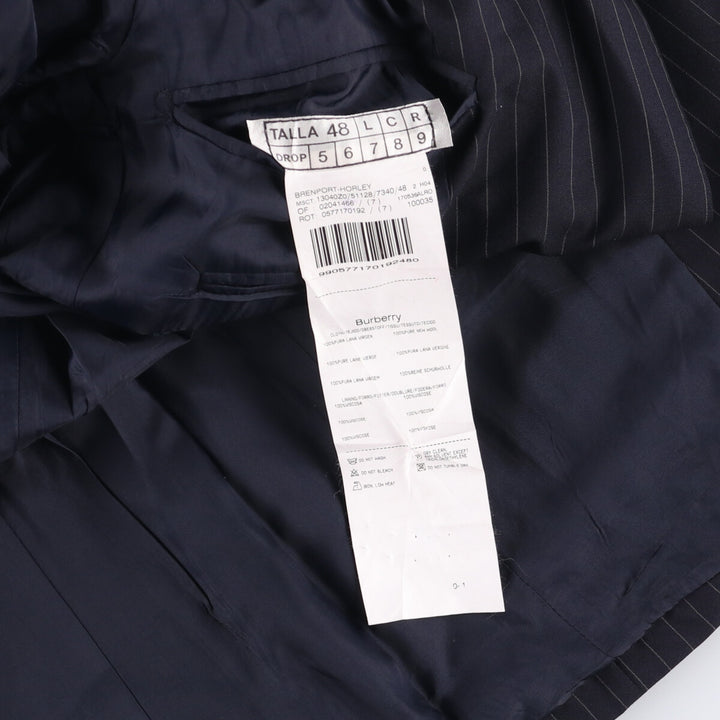 Burberry's London Striped Wool Tailored Jacket, Men's Size Medium wool navy blue type Vintage Second Hand