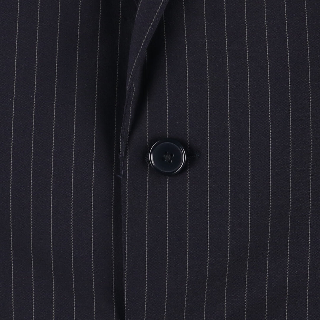 Burberry's London Striped Wool Tailored Jacket, Men's Size Medium wool navy blue type Vintage Second Hand