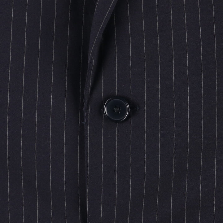 Burberry's London Striped Wool Tailored Jacket, Men's Size Medium wool navy blue type Vintage Second Hand