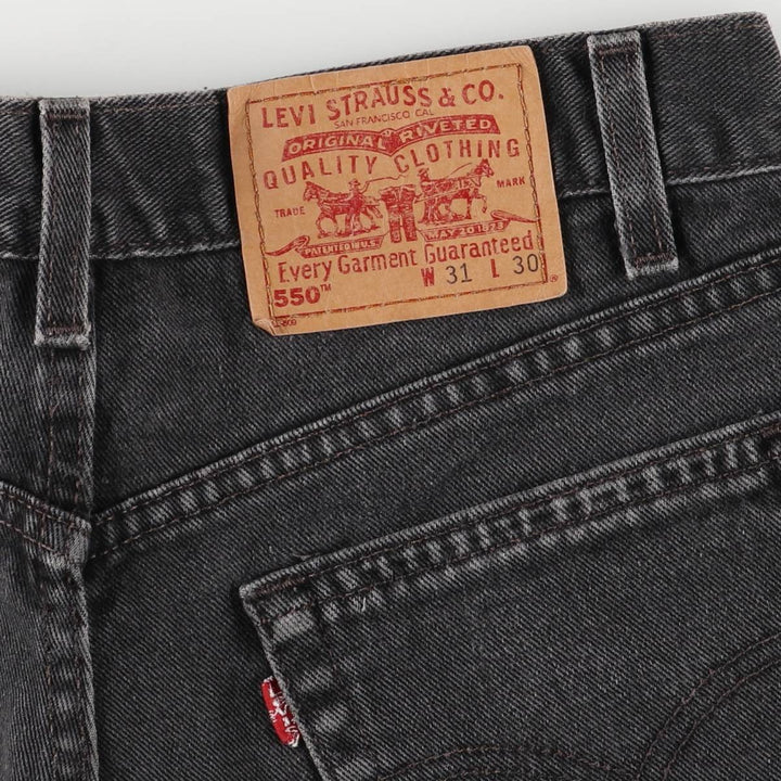 2000'S Levi's 550 Relaxed Fit Tapered Leg Black Denim Pants, Made in the USA, Men's Size W30 polyester black type Vintage Second Hand