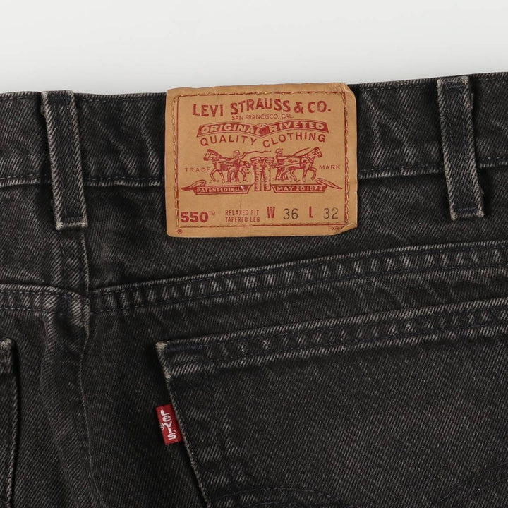 90'S Levi's 550-0260 Black Denim Tapered Denim Pants, Made in USA, Men's, Size W35, Vintage cotton black type Vintage Second Hand