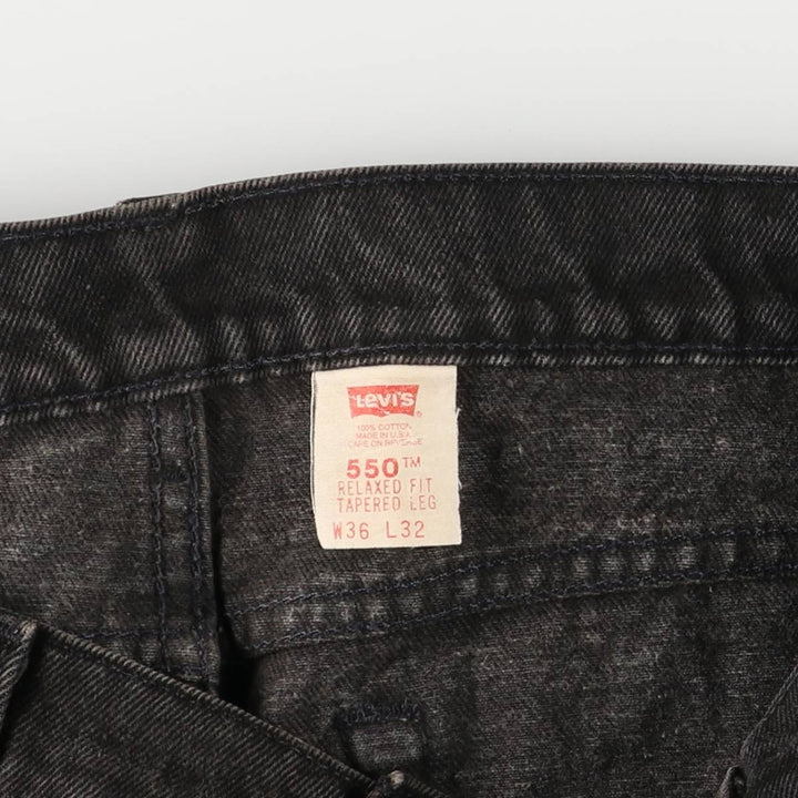 90'S Levi's 550-0260 Black Denim Tapered Denim Pants, Made in USA, Men's, Size W35, Vintage cotton black type Vintage Second Hand