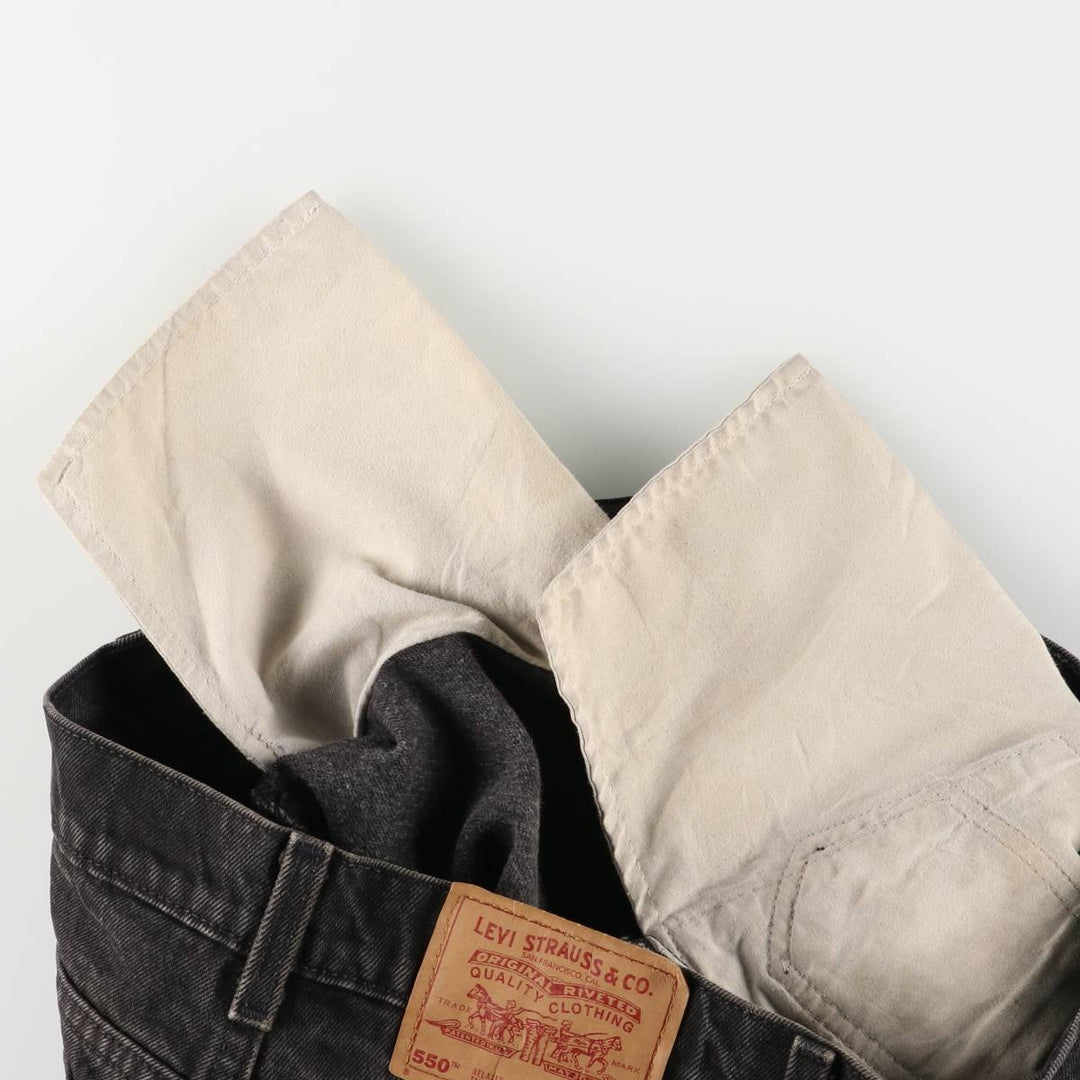 90'S Levi's 550-0260 Black Denim Tapered Denim Pants, Made in USA, Men's, Size W35, Vintage cotton black type Vintage Second Hand