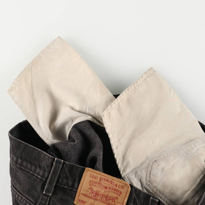 90'S Levi's 550-0260 Black Denim Tapered Denim Pants, Made in USA, Men's, Size W35, Vintage cotton black type Vintage Second Hand