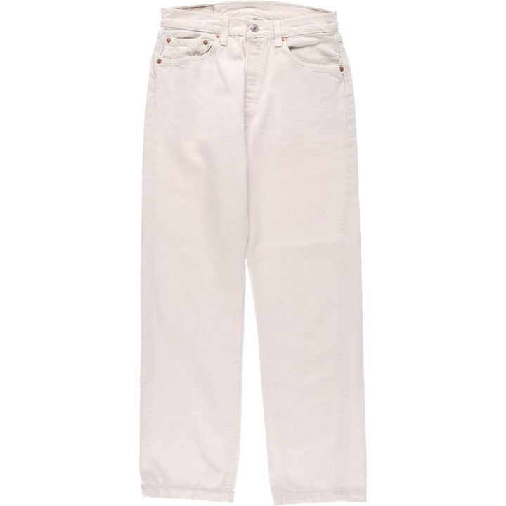 90'S Levi's 6501-0651 White Denim Straight Leg Denim Pants, Made in USA, Women's Size L (W30), Vintage cotton white type Vintage Second Hand