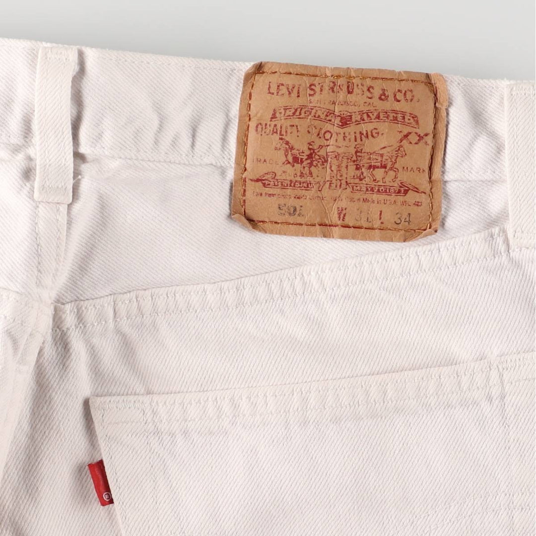 90'S Levi's 6501-0651 White Denim Straight Leg Denim Pants, Made in USA, Women's Size L (W30), Vintage cotton white type Vintage Second Hand