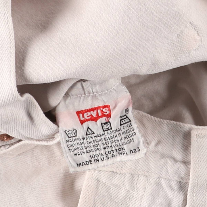 90'S Levi's 6501-0651 White Denim Straight Leg Denim Pants, Made in USA, Women's Size L (W30), Vintage cotton white type Vintage Second Hand