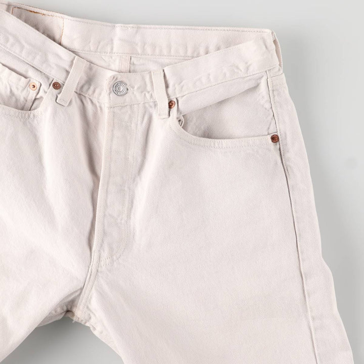 90'S Levi's 6501-0651 White Denim Straight Leg Denim Pants, Made in USA, Women's Size L (W30), Vintage cotton white type Vintage Second Hand