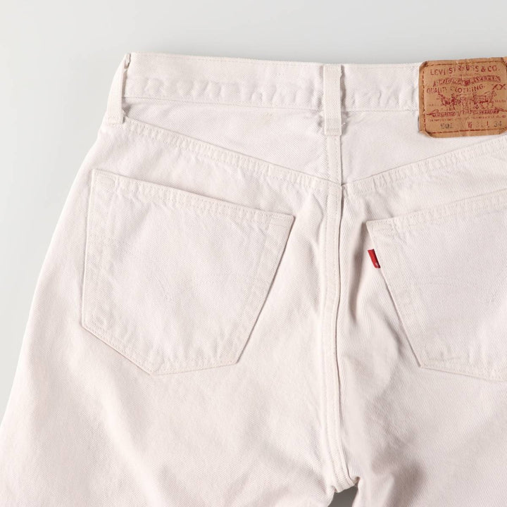 90'S Levi's 6501-0651 White Denim Straight Leg Denim Pants, Made in USA, Women's Size L (W30), Vintage cotton white type Vintage Second Hand