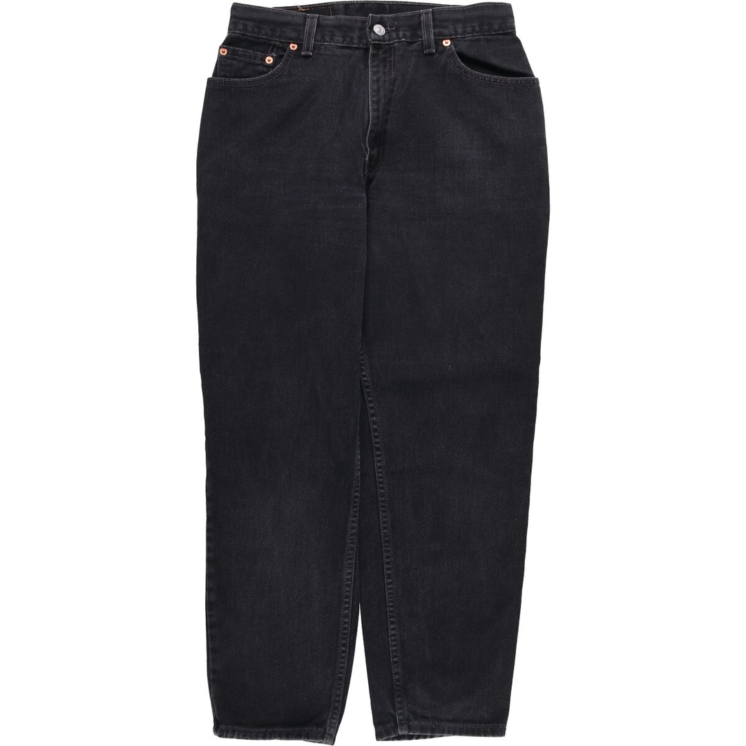 2000'S Levi's 550 Relaxed Fit Tapered Leg Black Denim Pants, Made in USA, Women's Size L (W30) cotton black type Vintage Second Hand