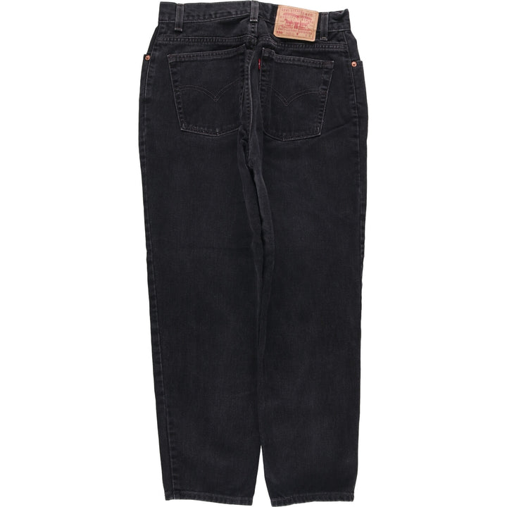 2000'S Levi's 550 Relaxed Fit Tapered Leg Black Denim Pants, Made in USA, Women's Size L (W30) cotton black type Vintage Second Hand