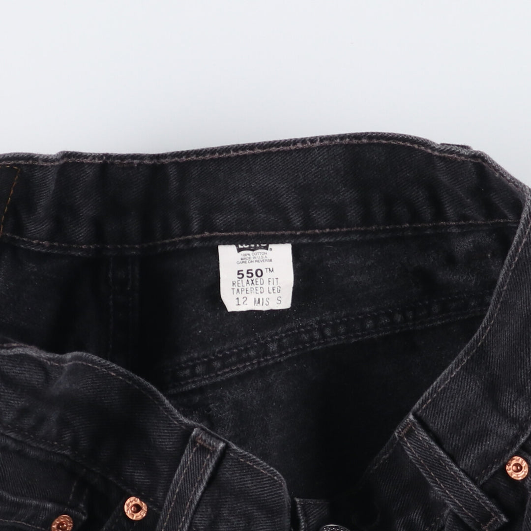 2000'S Levi's 550 Relaxed Fit Tapered Leg Black Denim Pants, Made in USA, Women's Size L (W30) cotton black type Vintage Second Hand