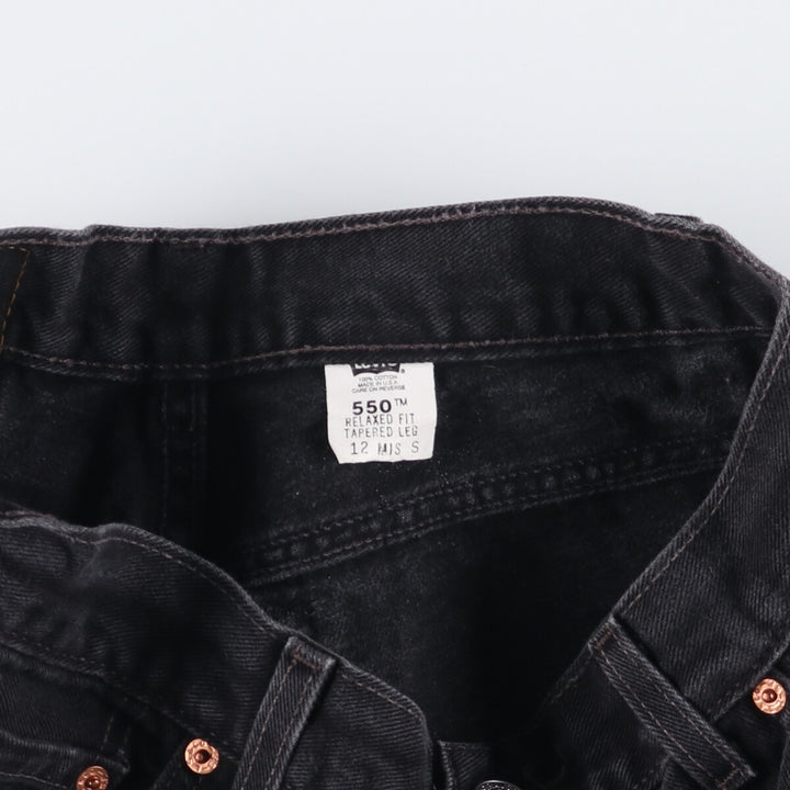 2000'S Levi's 550 Relaxed Fit Tapered Leg Black Denim Pants, Made in USA, Women's Size L (W30) cotton black type Vintage Second Hand