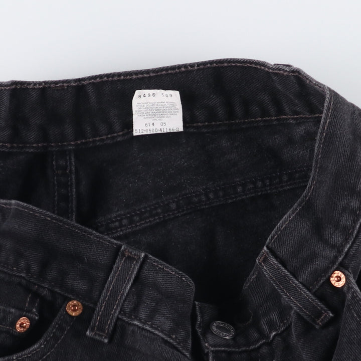 2000'S Levi's 550 Relaxed Fit Tapered Leg Black Denim Pants, Made in USA, Women's Size L (W30) cotton black type Vintage Second Hand