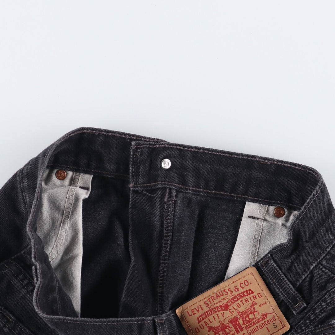 2000'S Levi's 550 Relaxed Fit Tapered Leg Black Denim Pants, Made in USA, Women's Size L (W30) cotton black type Vintage Second Hand